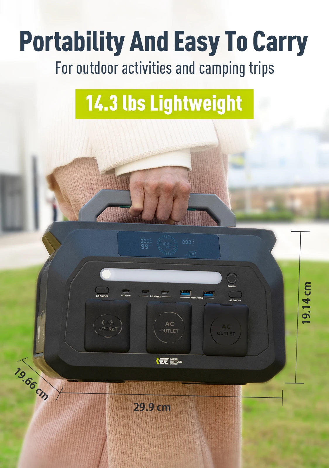 IEE 800W 512Wh LiFePO4 Silent Generator Solar Camping Home