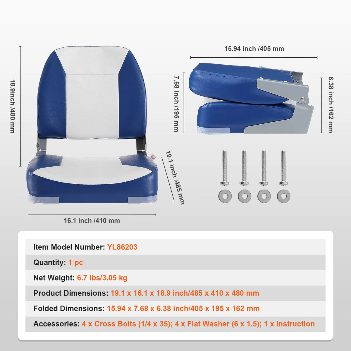 SucceBuy Folding Boat Captain Chair With Thick Cushioned Support