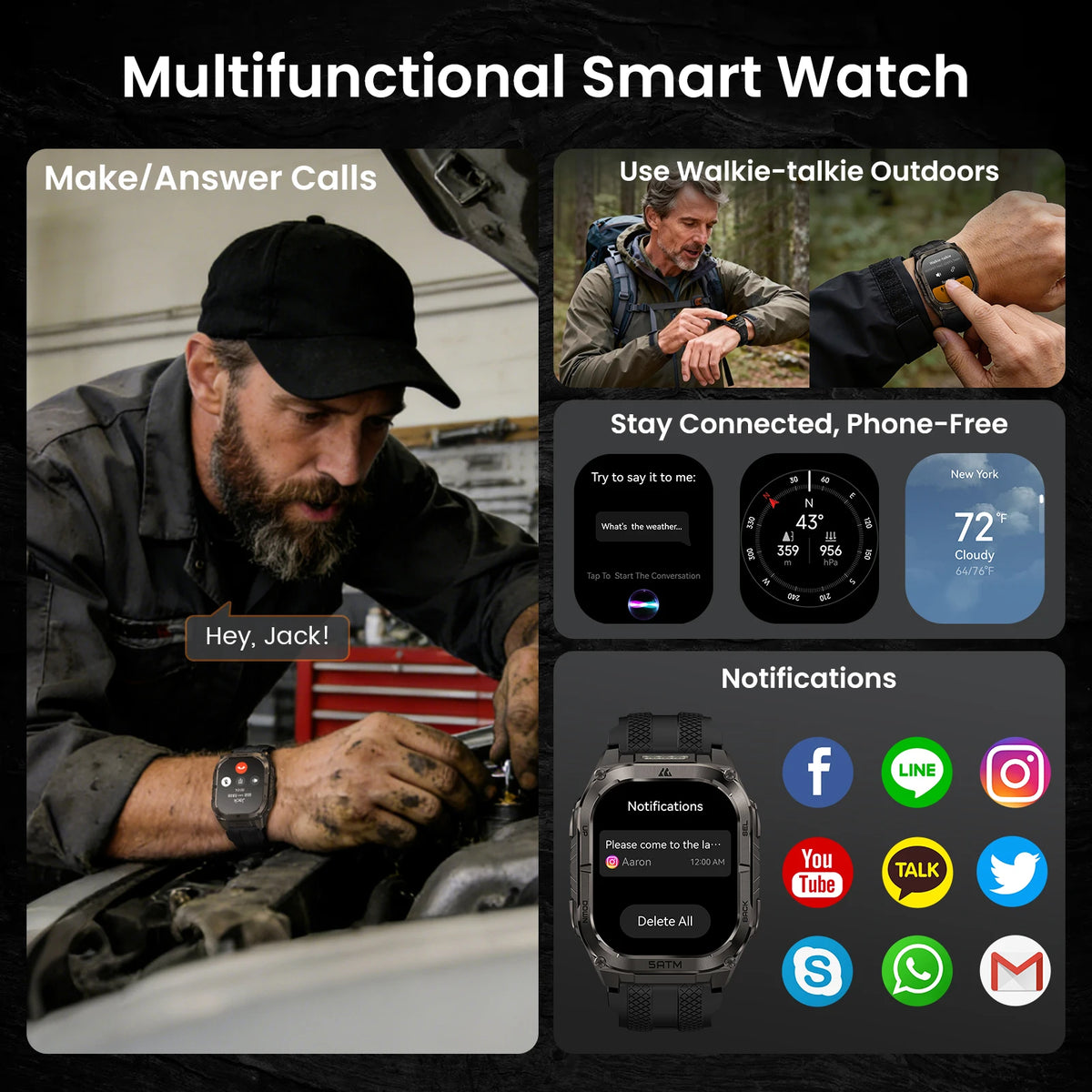 Kospet Tank M4C Rugged GPS Watch For Men 15 Day Battery