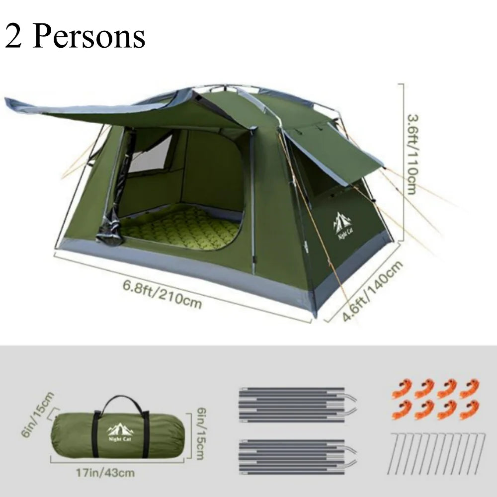 Night Cat Portable Waterproof Camping Tent With Quick Setup