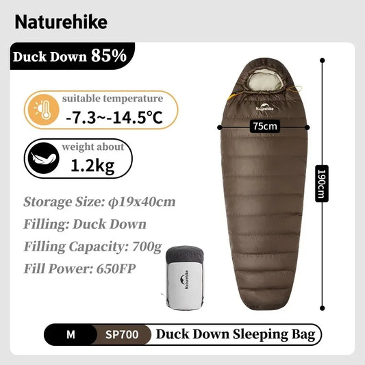 Naturehike Winter Camping Sleeping Bag 650FP Duck Down Sleeping Bag Upgraded Snowbird Mummy Outdoor Hiking Ultralight Warm Sleeping Bag
