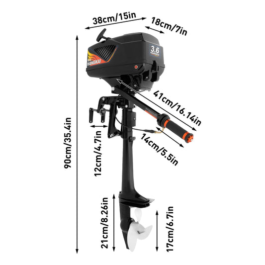 Bymaocar 55CC 3.6HP Responsive Outboard Motor For Inflatable Boats