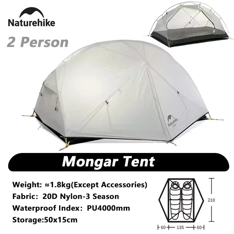 Naturehike Mongar Two Person Tent Ultralight Waterproof Hiking Camp Gear