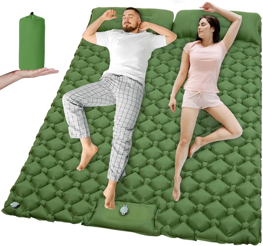 Outdoor Camping Double Inflatable Mattress With Built In Pump
