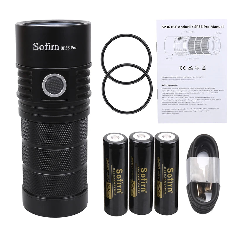 Sofirn SP36 Pro 8000 Lumens USB Rechargeable LED Flashlight