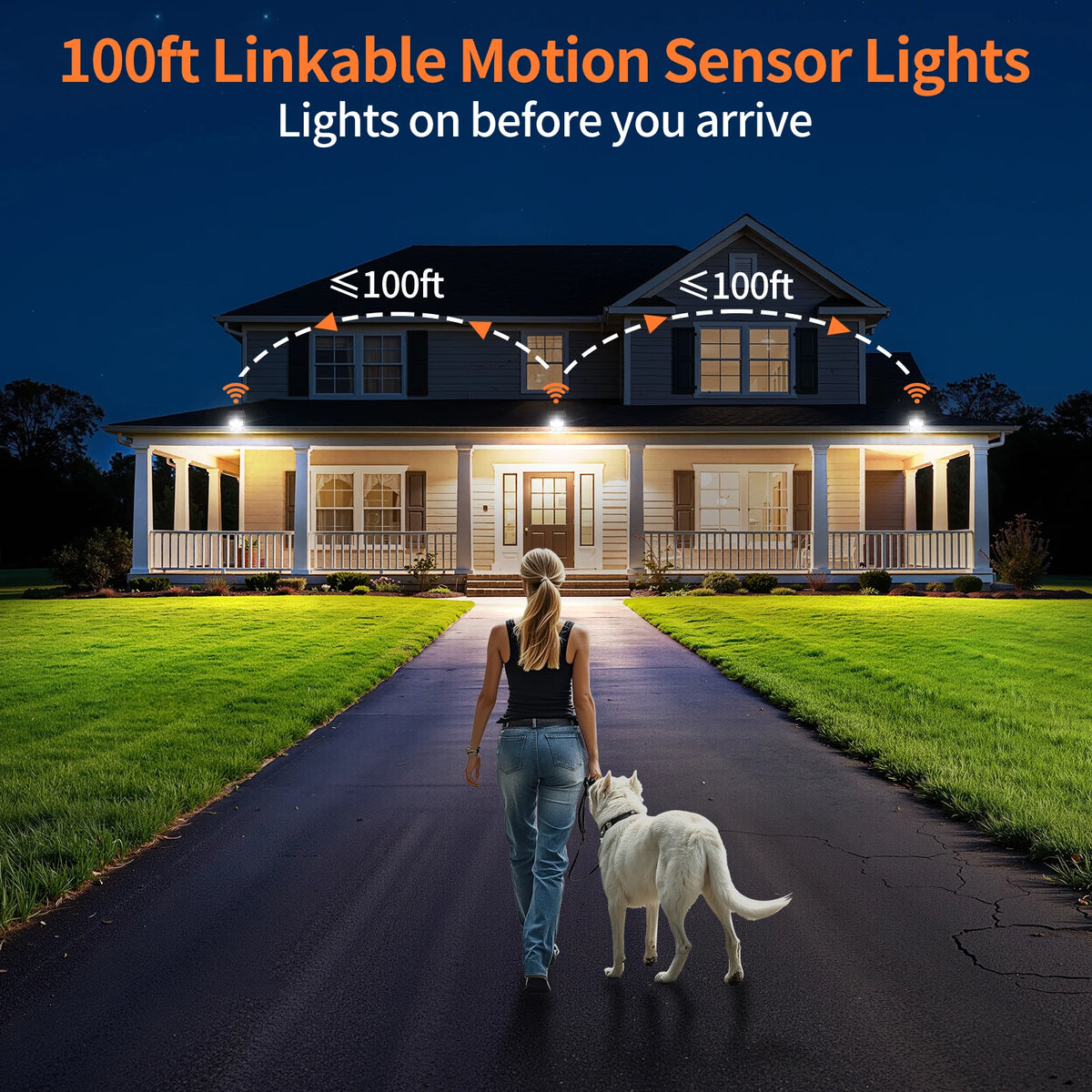 Intelamp Bright Solar Security Flood Light With Dual Motion Sensors For Home