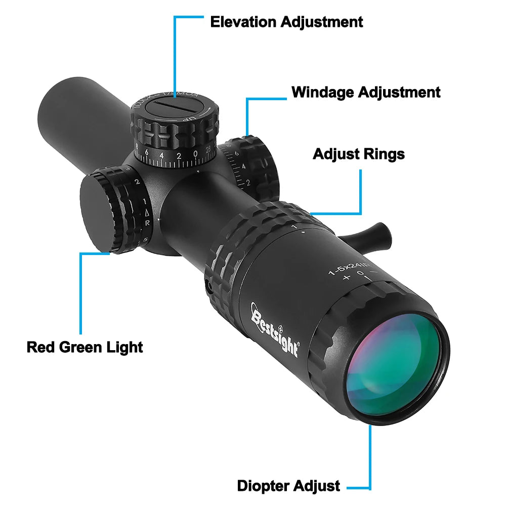 Bestsight 1-5x Illuminated Tactical Rifle Scope Elite Hunting