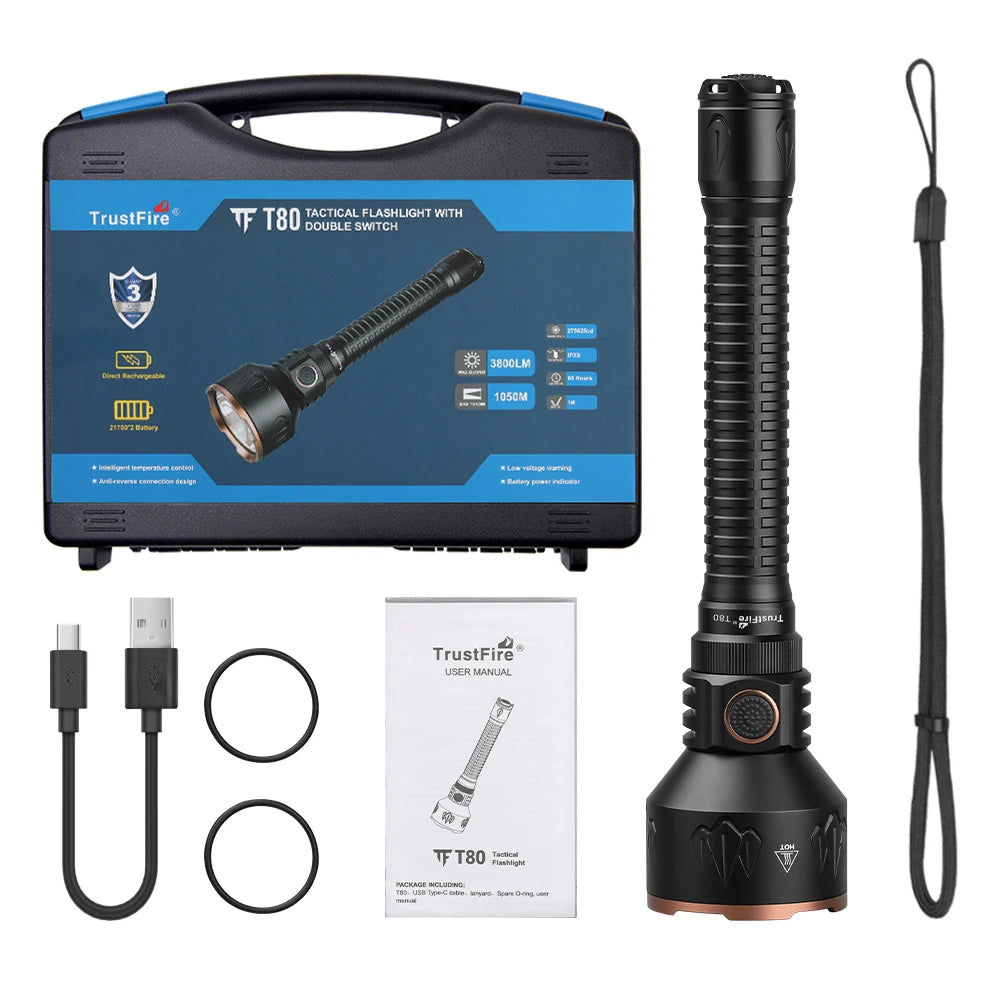 TrustFire T80 Rechargeable Tactical LED Flashlight For Outdoor Use