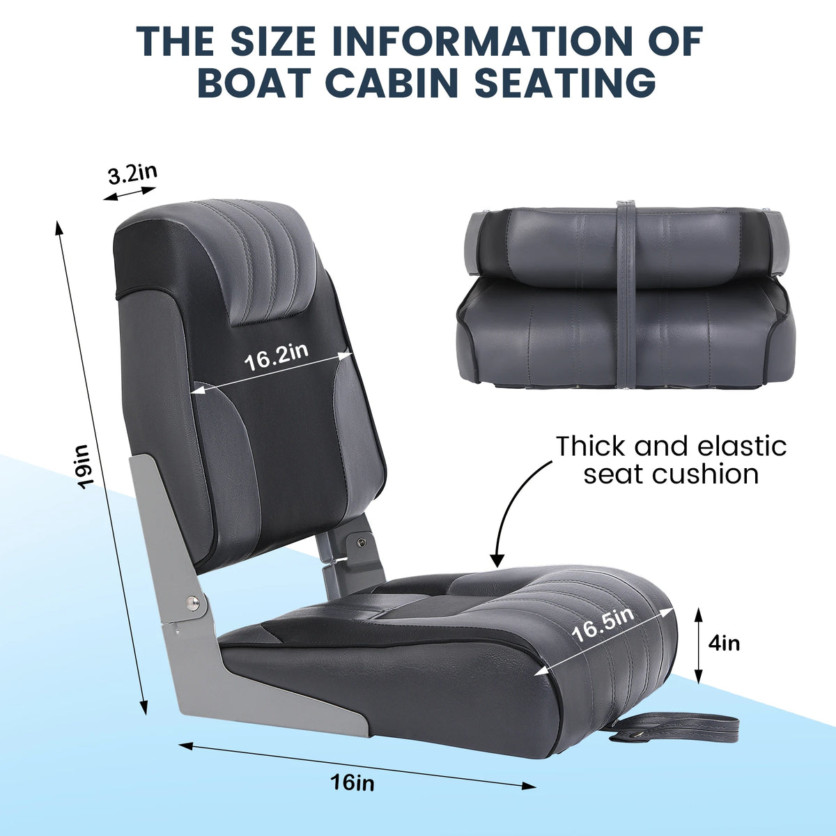 Premium Folding Boat Seat With Thick Padding For Anglers