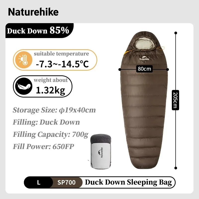 Naturehike Snowbird Duck Down Mummy Sleeping Bag For Camping