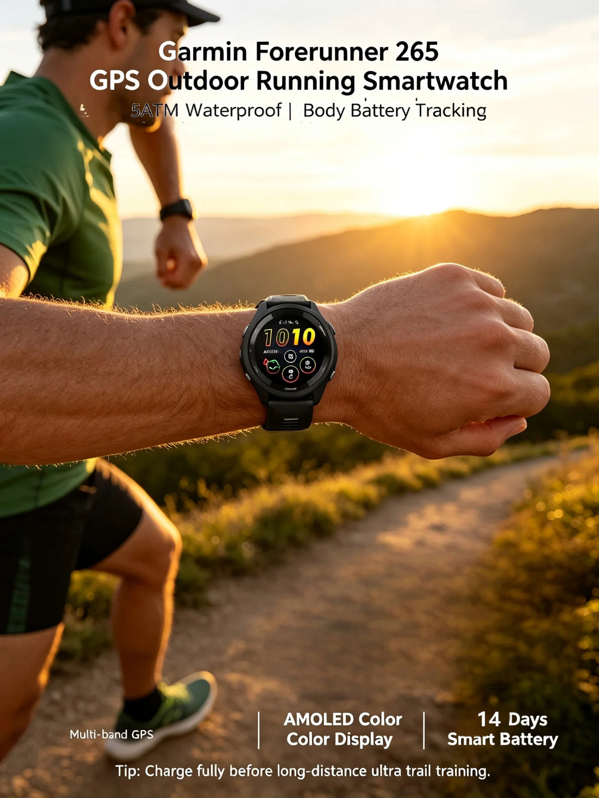 Garmin Forerunner 265 GPS Watch Multi Band Heart Rate SpO2