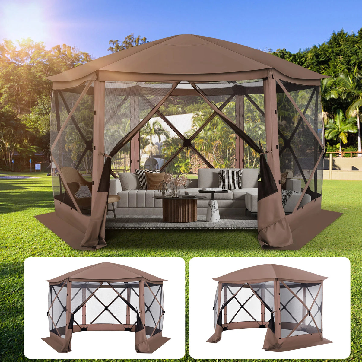 COBIZI Premium Pop Up Gazebo Screen Tent With Removable Roof For Camping