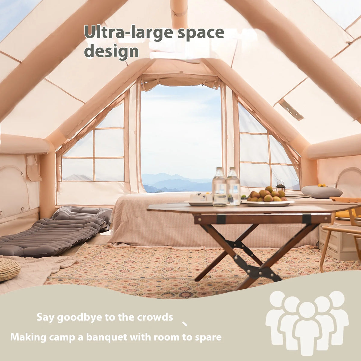 Luxury Inflatable Family Camping Tent With Stove Plug