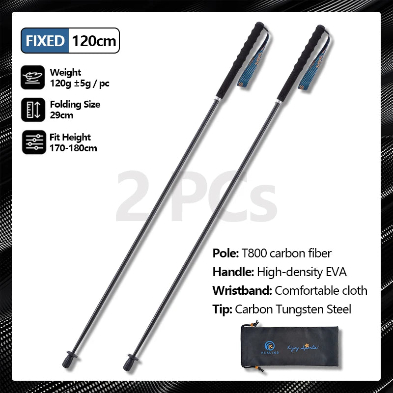 OKHEALING Carbon Fiber Collapsible Trekking Poles For Hiking