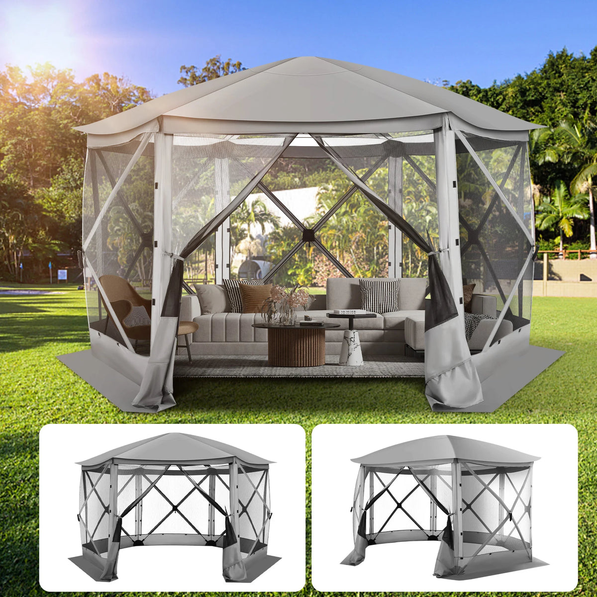 COBIZI Premium Pop Up Gazebo Screen Tent With Removable Roof For Camping