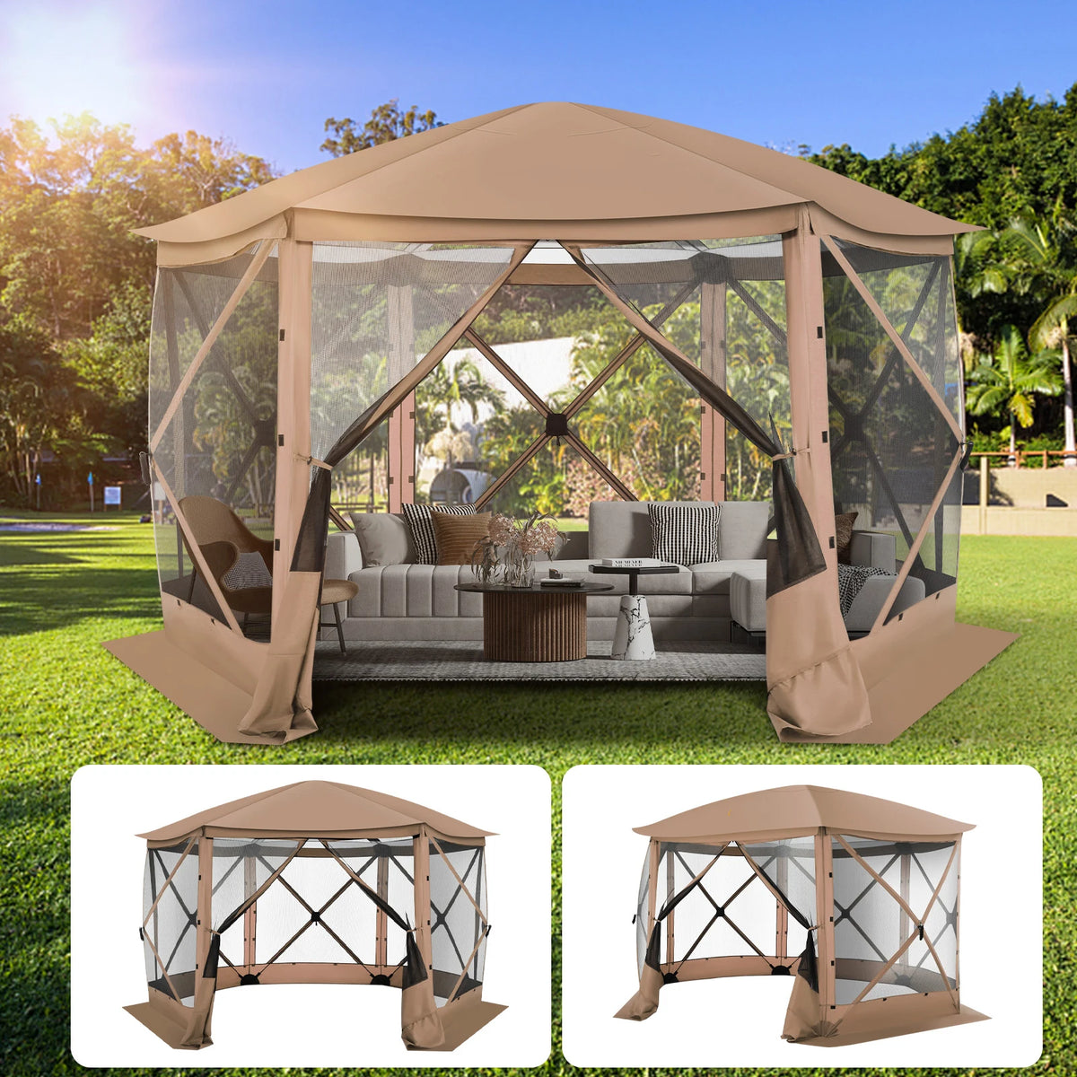 COBIZI Premium Pop Up Gazebo Screen Tent With Removable Roof For Camping