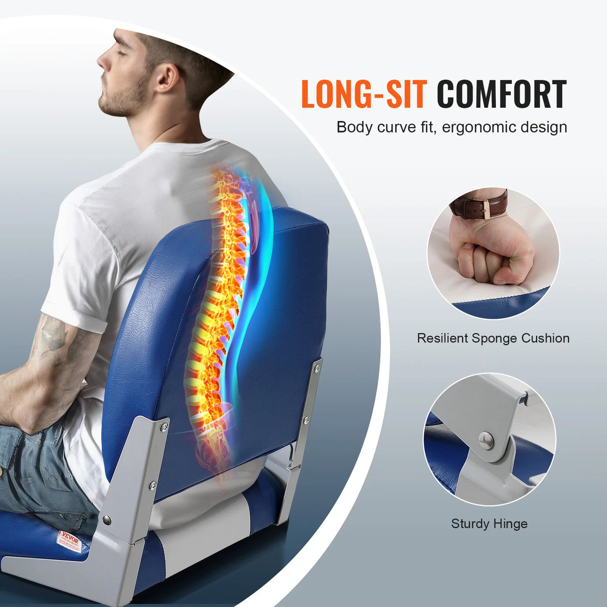 SucceBuy Folding Boat Captain Chair With Thick Cushioned Support