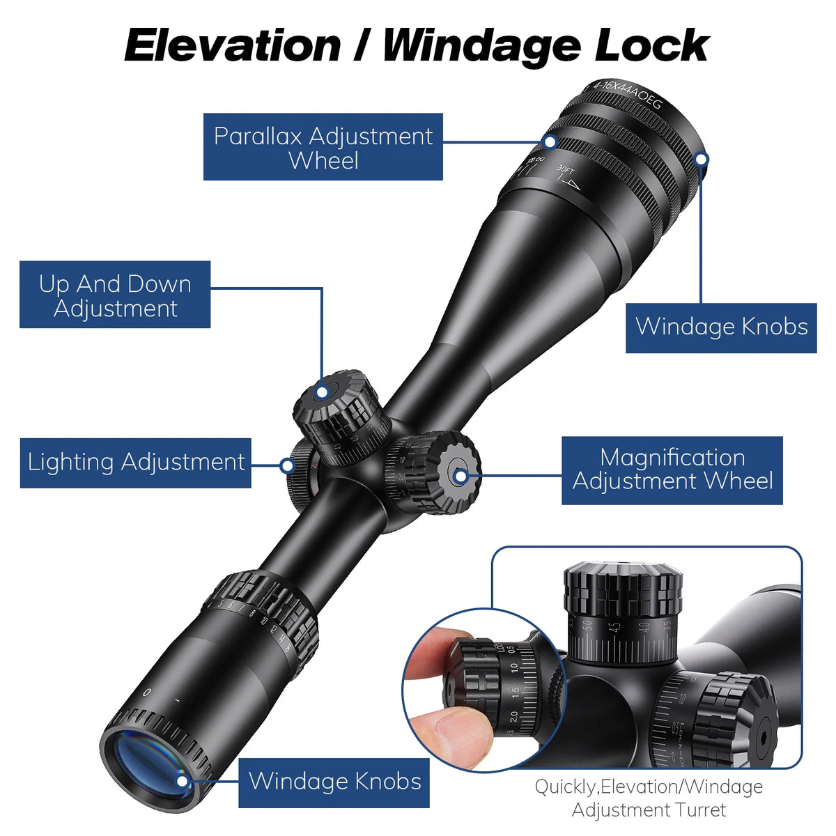 Bestsight 4x16 Tactical Rifle Scope Illuminated Elite Hunter Optics
