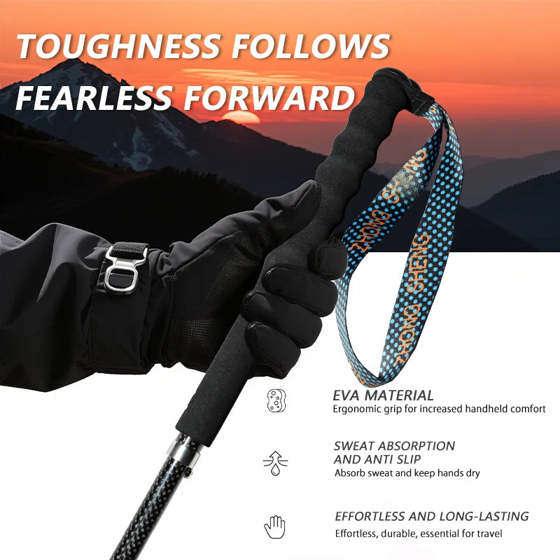 OKHEALING Carbon Fiber Collapsible Trekking Poles For Hiking